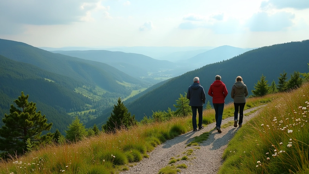 Beskydy ridge trail with panoramic mountain views